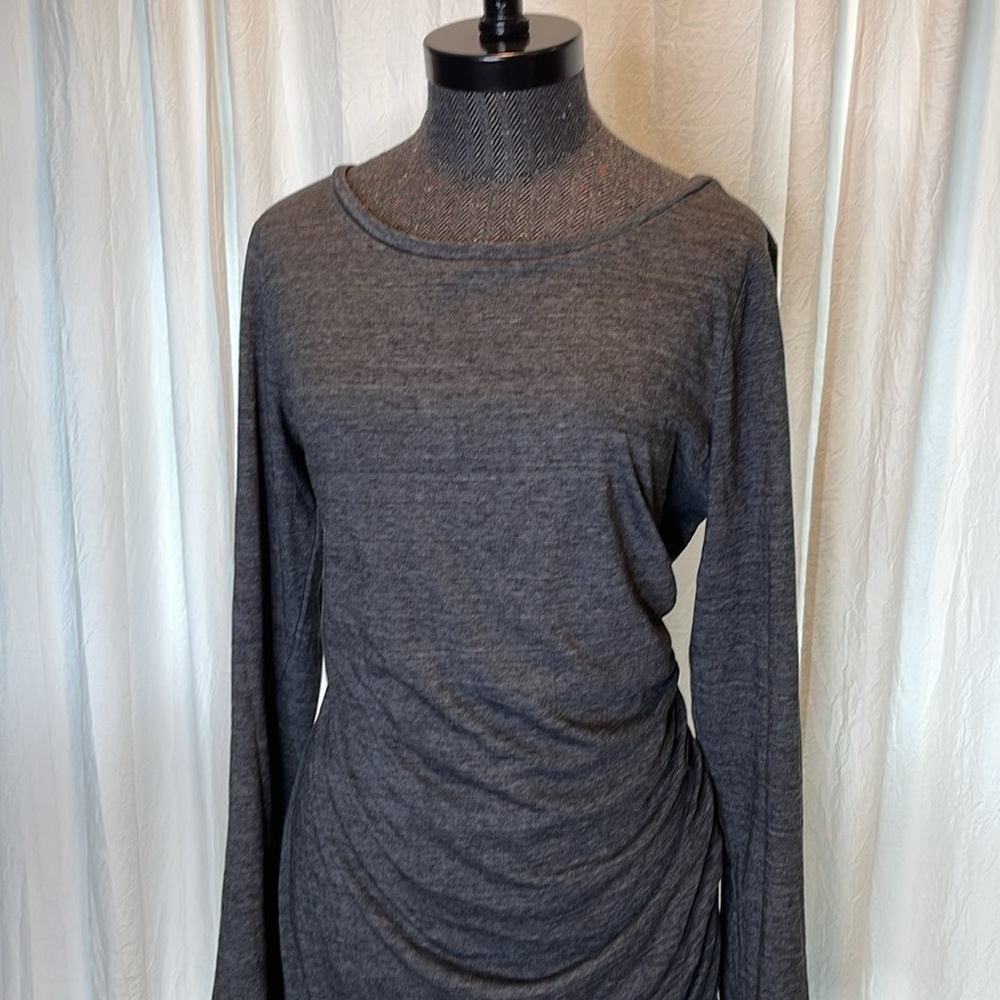Treasure & Bond Gray Long Sleeve Ruched Side Dress Size 1X - Picture 4 of 7
